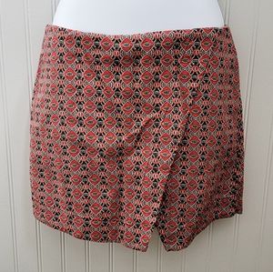 Hollister Red and Black Patterned Mini Skirt